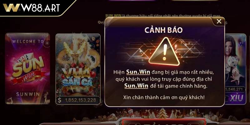 Cổng game Sunwin bị giả mạo khi sao chép giao diện